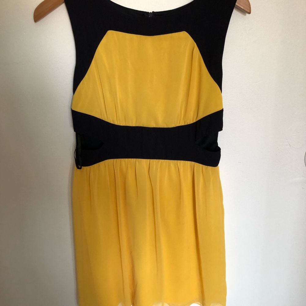 Yellow and navy blue dress